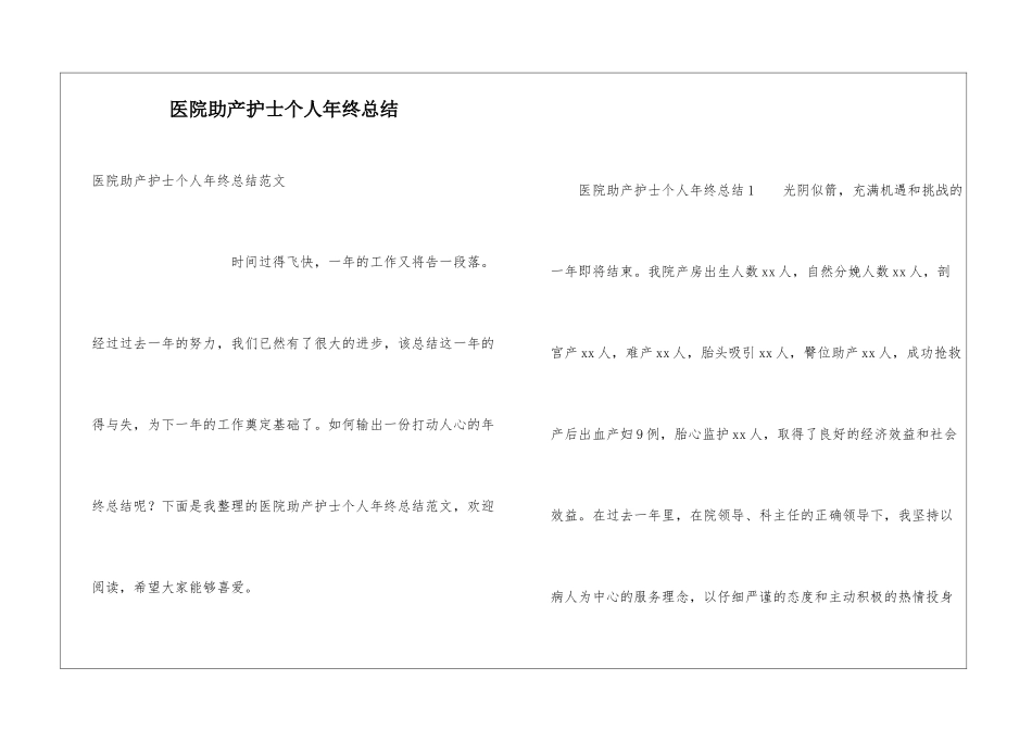 医院助产护士个人年终总结_第1页
