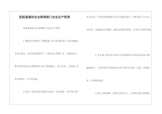 医院基建科安全管理部门安全生产职责--