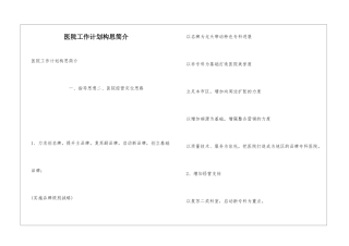 医院工作计划构思简介