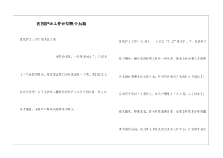 医院护士工作计划集合五篇