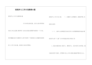 医院护士工作计划集锦8篇