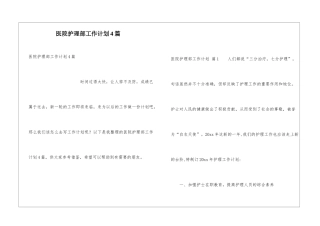医院护理部工作计划4篇