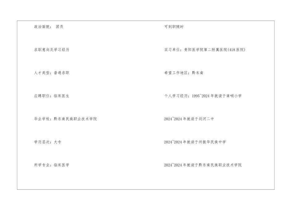 医院电子简历模板_第2页