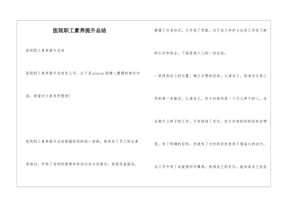医院职工素质提升总结_第1页