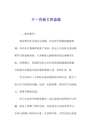 十一月份工作总结