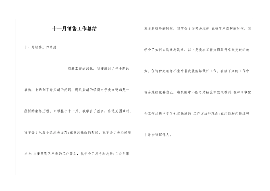 十一月销售工作总结_第1页