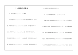 十七大精神学习报告