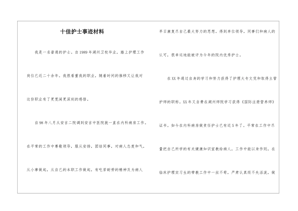 十佳护士事迹材料_第1页