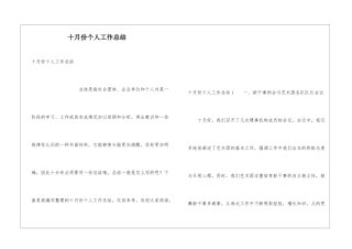 十月份个人工作总结