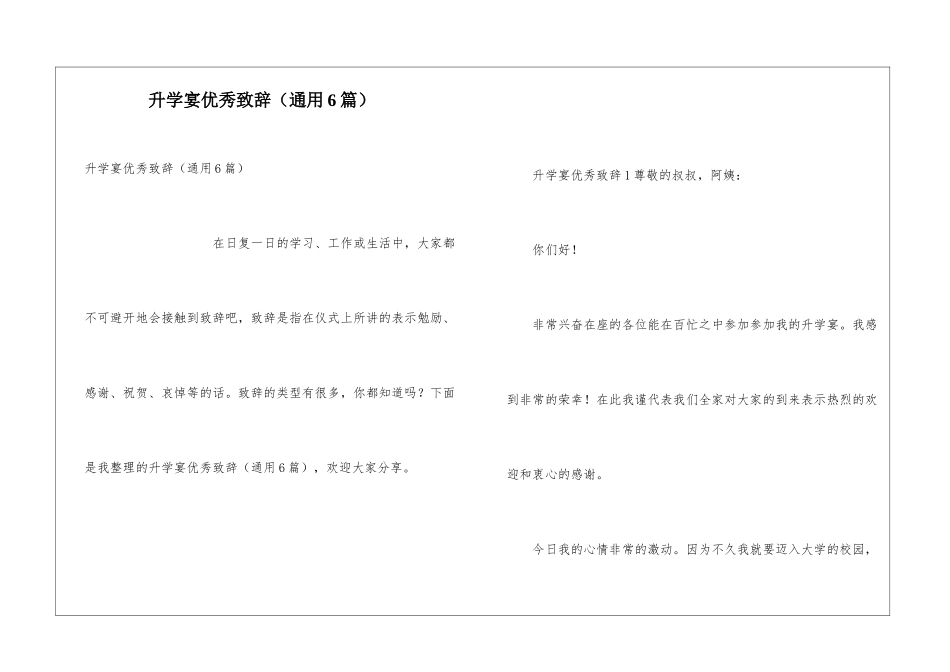 升学宴优秀致辞_第1页