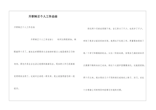 升职转正个人工作总结