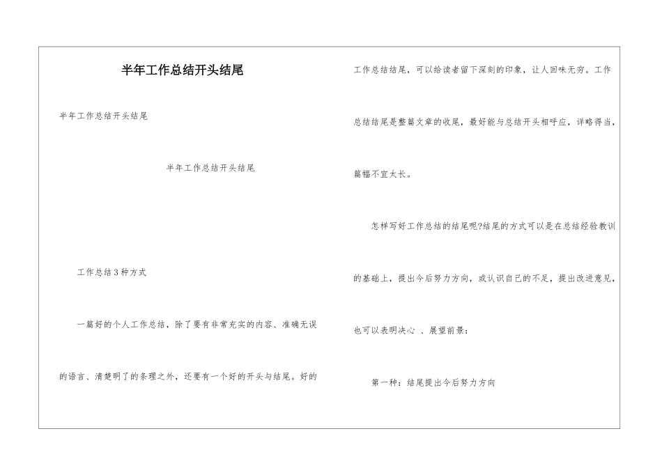 半年工作总结开头结尾_第1页