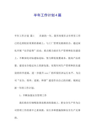 半年工作计划4篇