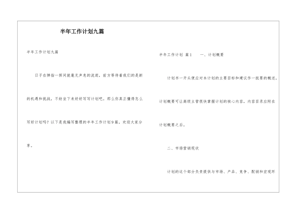 半年工作计划九篇_第1页
