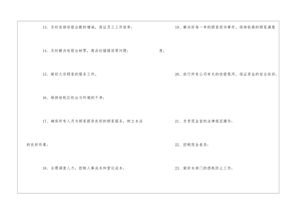 华联超市收银客服组长岗位职责--_第2页