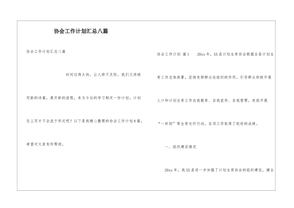 协会工作计划汇总八篇_第1页