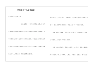 单位会计个人工作总结