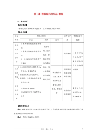 10-11学年高中历史 1.1《雅典城邦的兴起》教案 新人教版选修1
