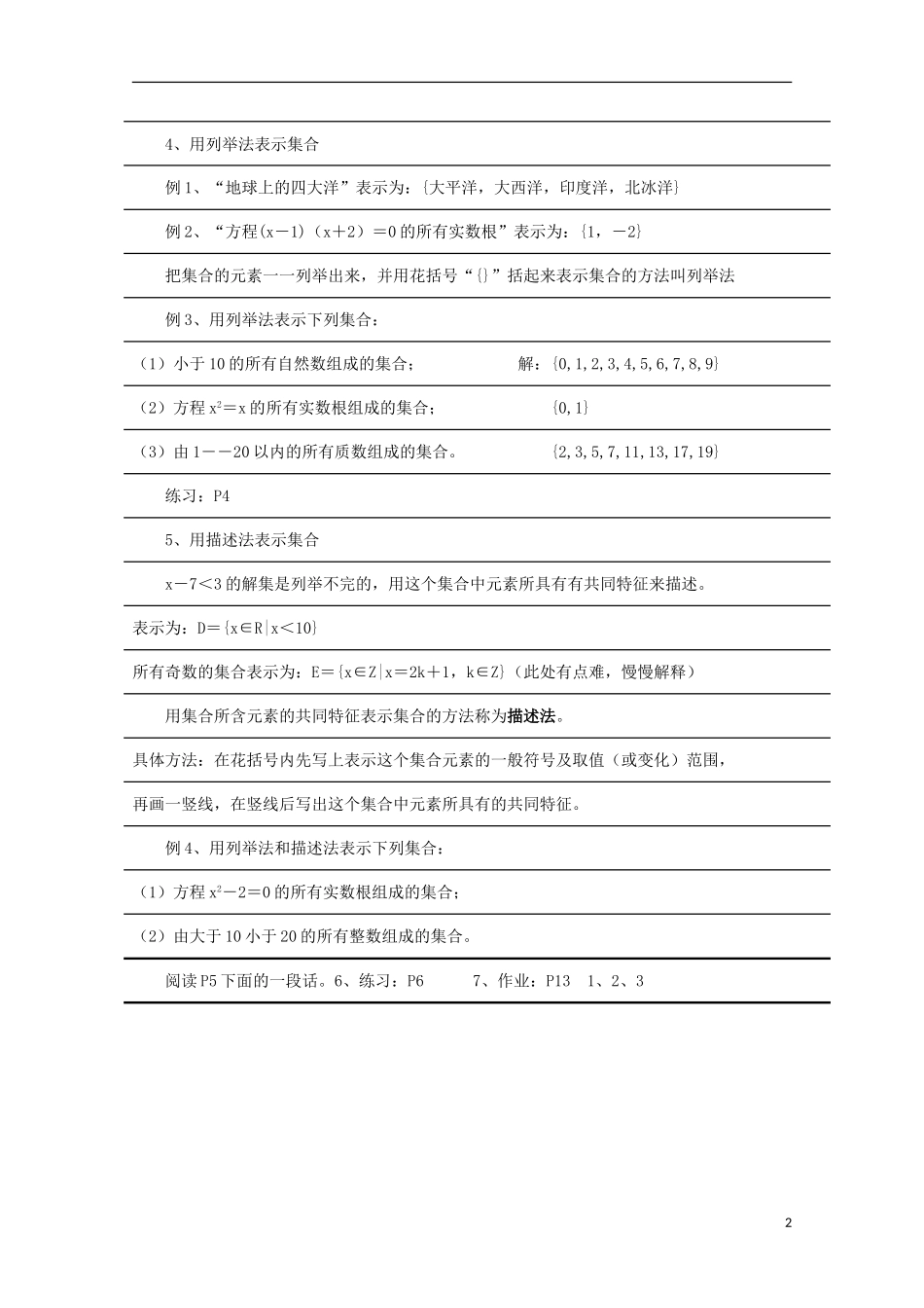 12-13学年高中数学 1.1 集合的含义及其表示 第二课时4.教案 苏教版必修1_第2页