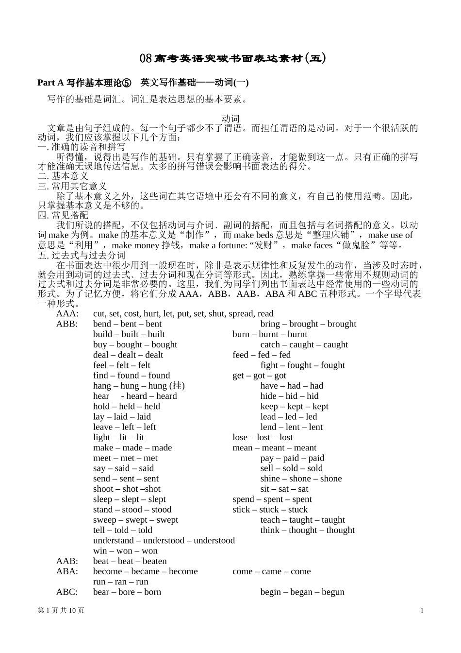 08高考英语突破书面表达素材(五)_第1页