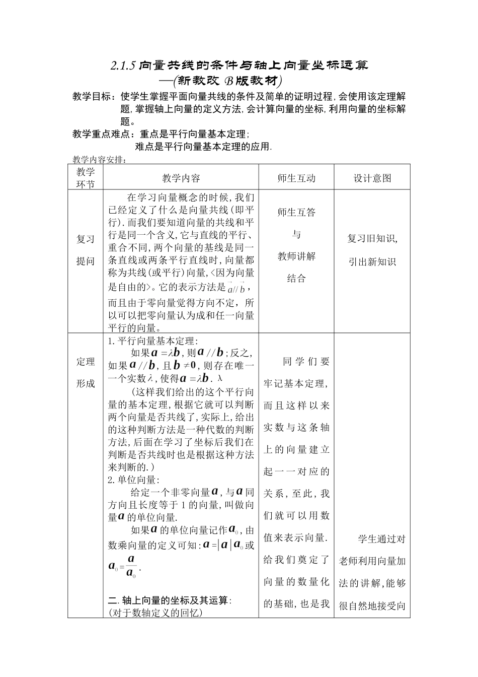 2.1.5向量共线的条件与轴上向量坐标运算_第1页