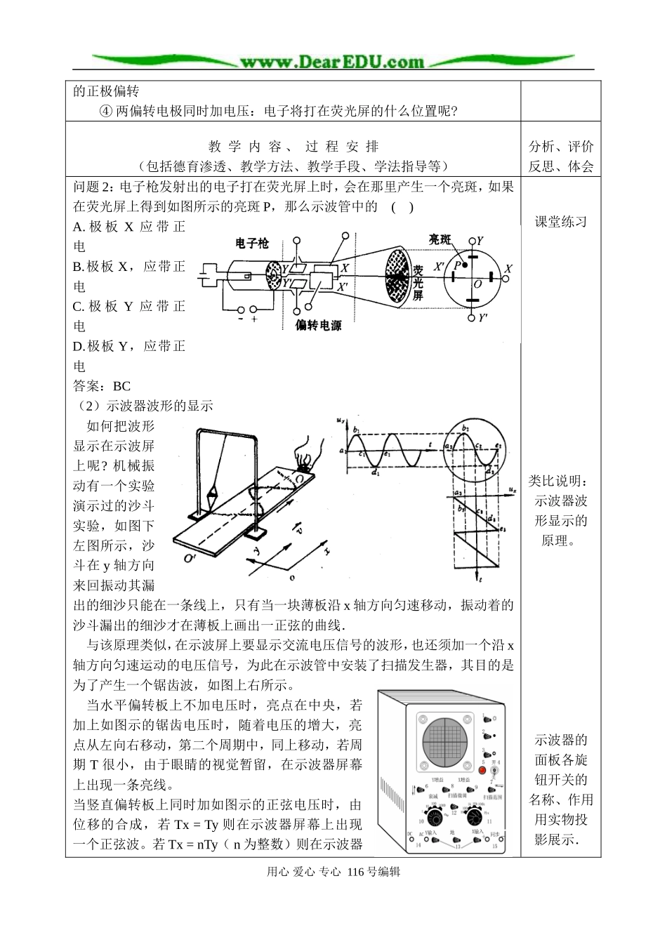 08届高三上物理（练习使用示波器）教案_第3页