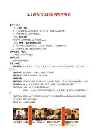2.1感受文化的影响教案