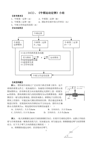 14、牛顿定律小结