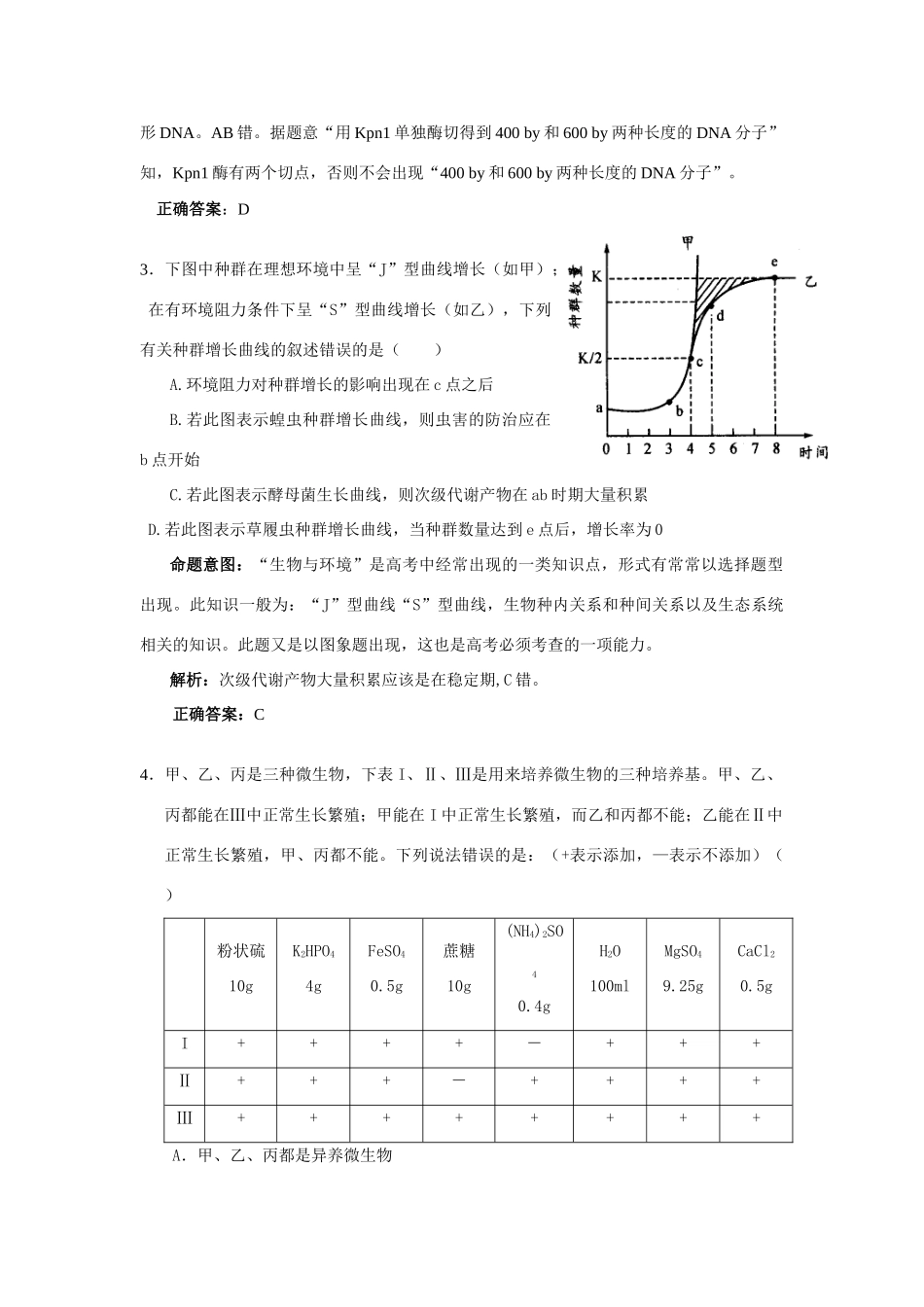 09届二轮生物备考会参评试题(麻城三中)_第2页