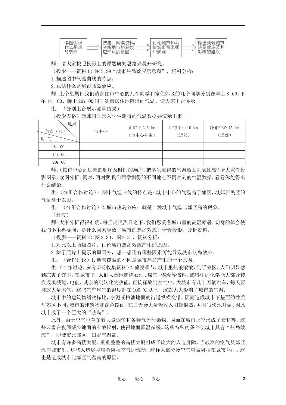 11-12学年高中地理 2.5 问题研究 《为什么市区气温比郊区高》教案 新人教版必修1_第2页