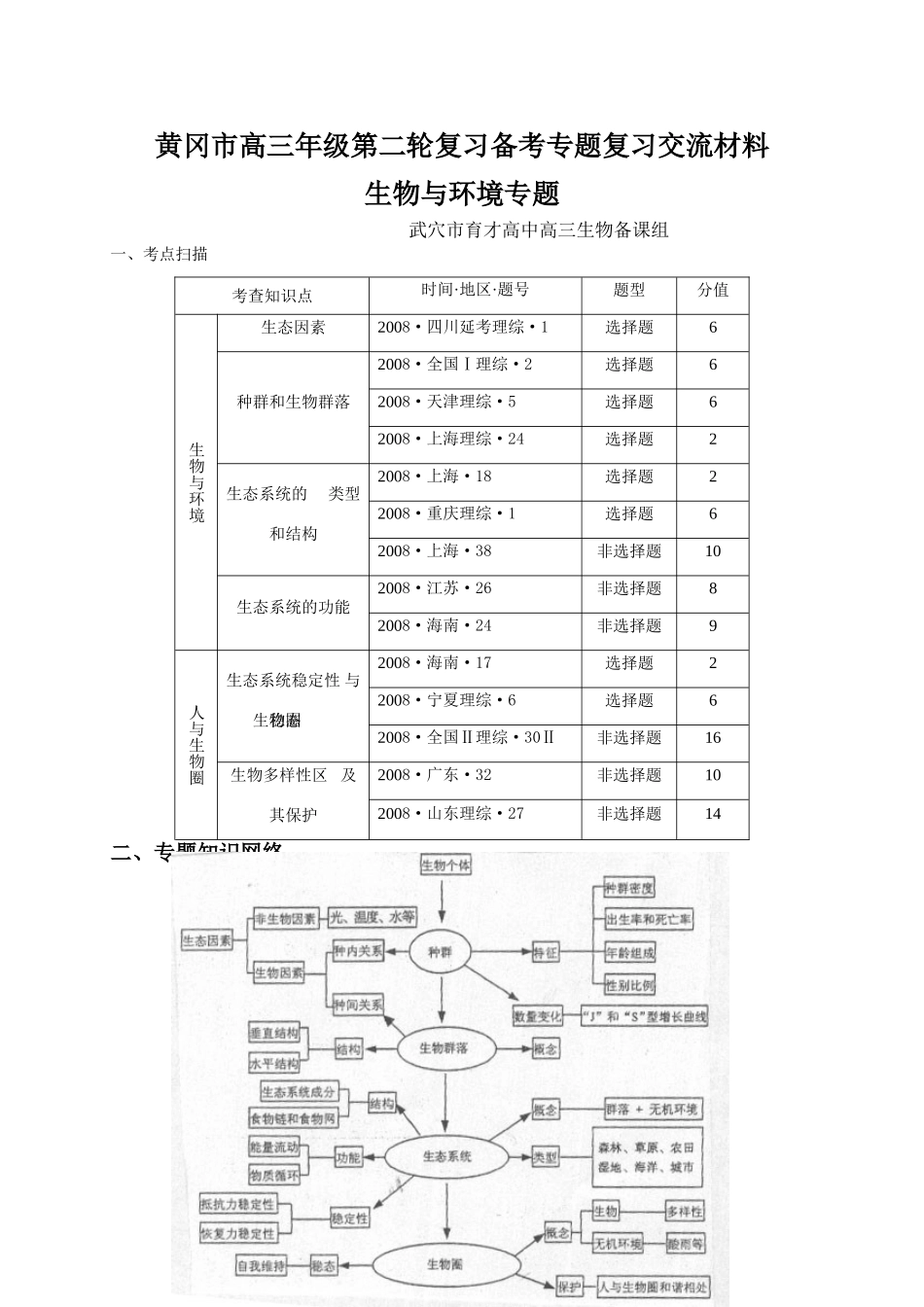09届二轮生物备考会交流材料(武穴育才)_第1页
