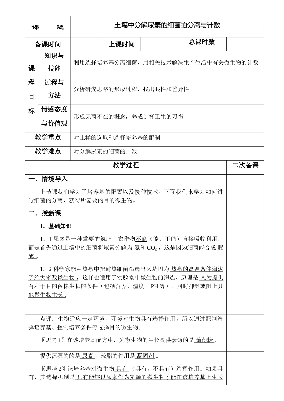 2.2土壤中分解尿素的细菌的分离与计数_第1页