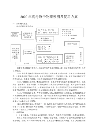 18、2009年高考原子物理预测及复习方案（团风中学冯和