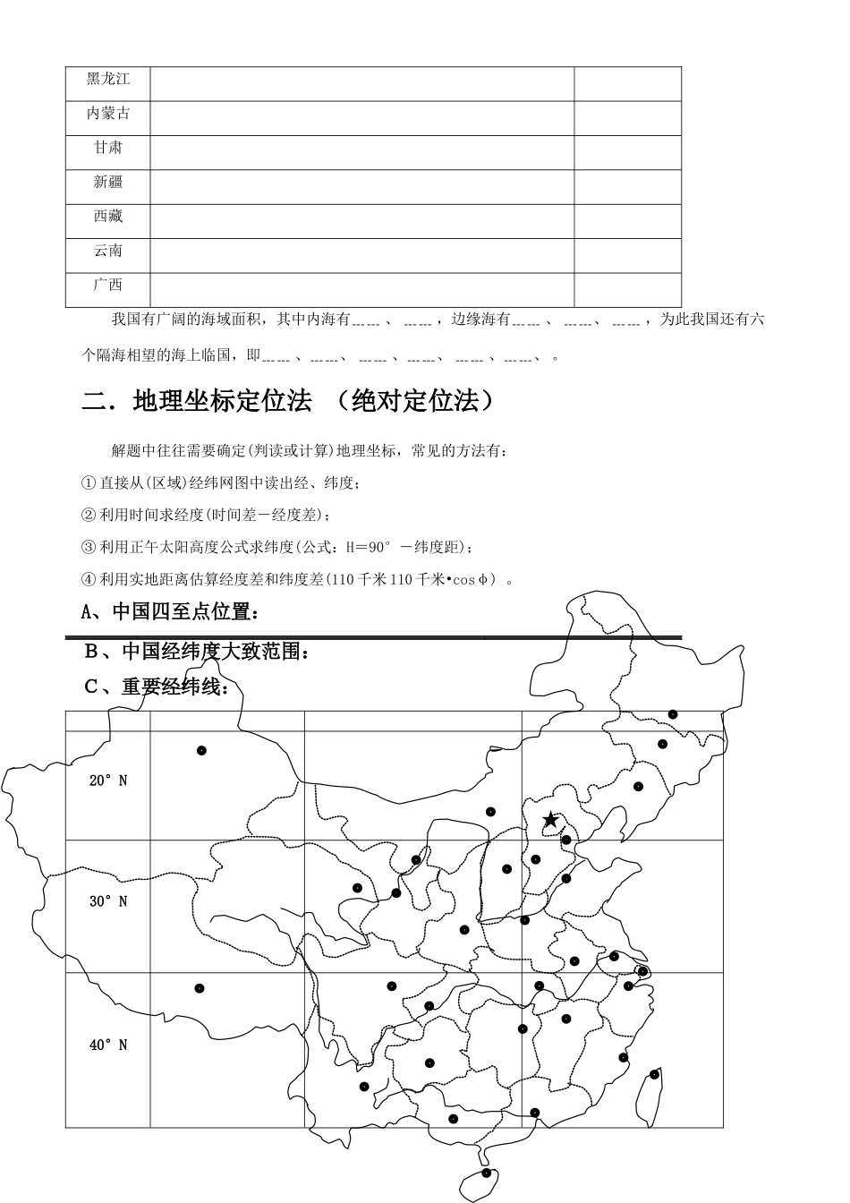 09年高考地理难点突破——中国地理空间定位 学案_第2页