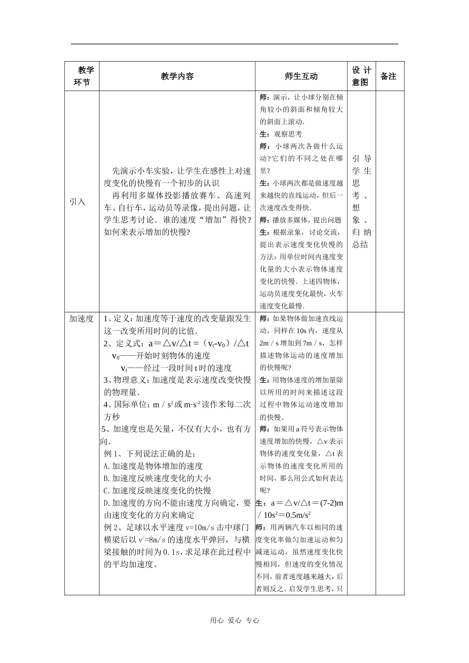 1.5《速度变化快慢的描述——加速度》示范教案_第2页