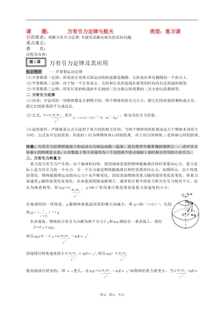 09新高三物理高考一轮复习讲义教案精品之6全国通用