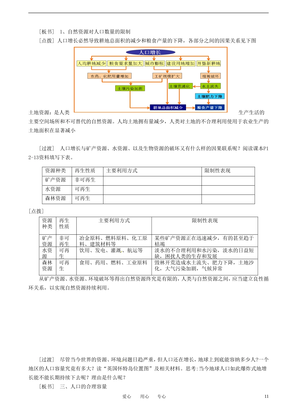 1-2人口合理容量 教案_第3页