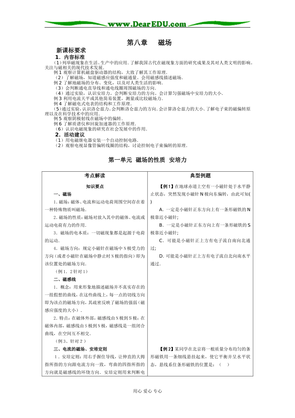 09高考物理一轮复习教学案第八章 磁场_第1页