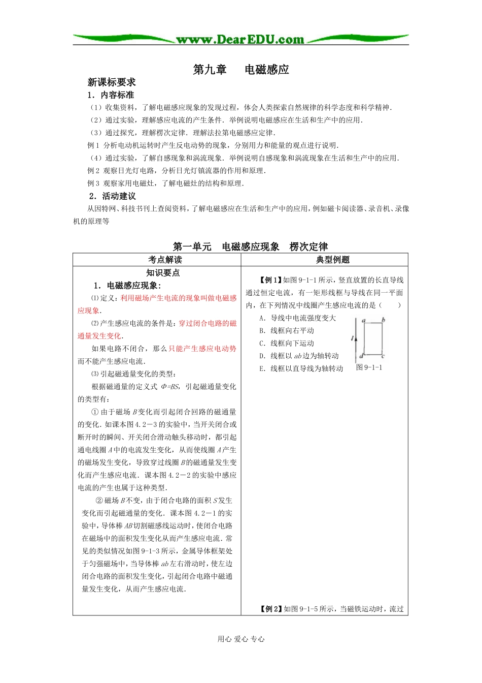 09高考物理一轮复习教学案第九章 电磁感应_第1页