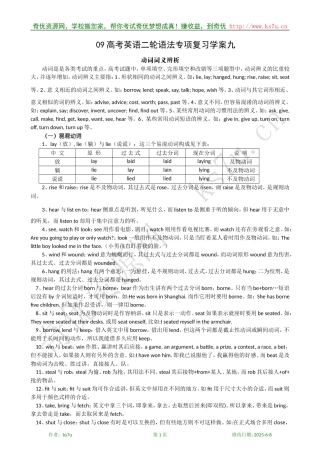 09高考英语二轮语法专项复习学案：动词词义辨析