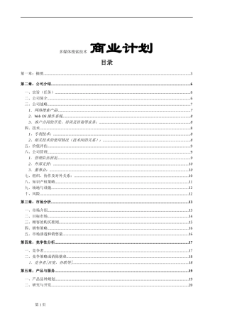 多媒体搜索技术   商业计划