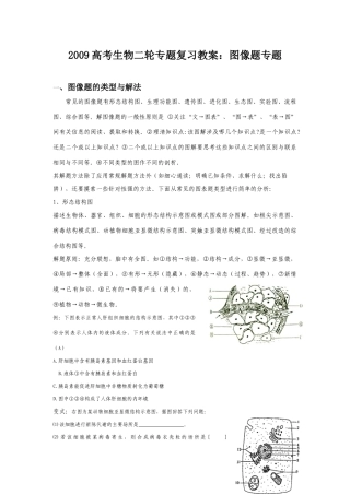 2009高考生物二轮专题复习教案：图像题专题