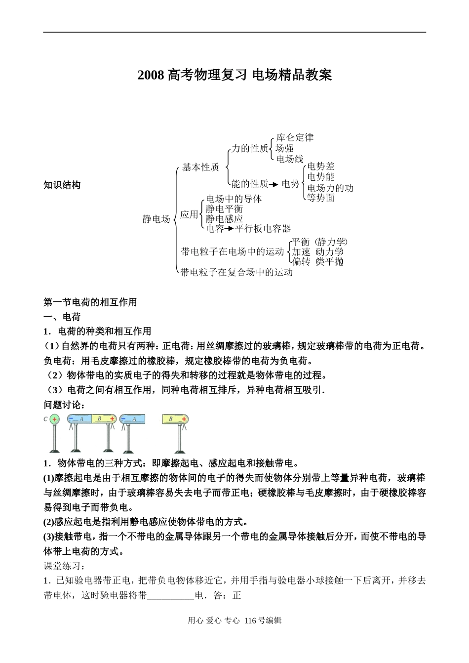 2008高考物理复习 电场精品教案_第1页