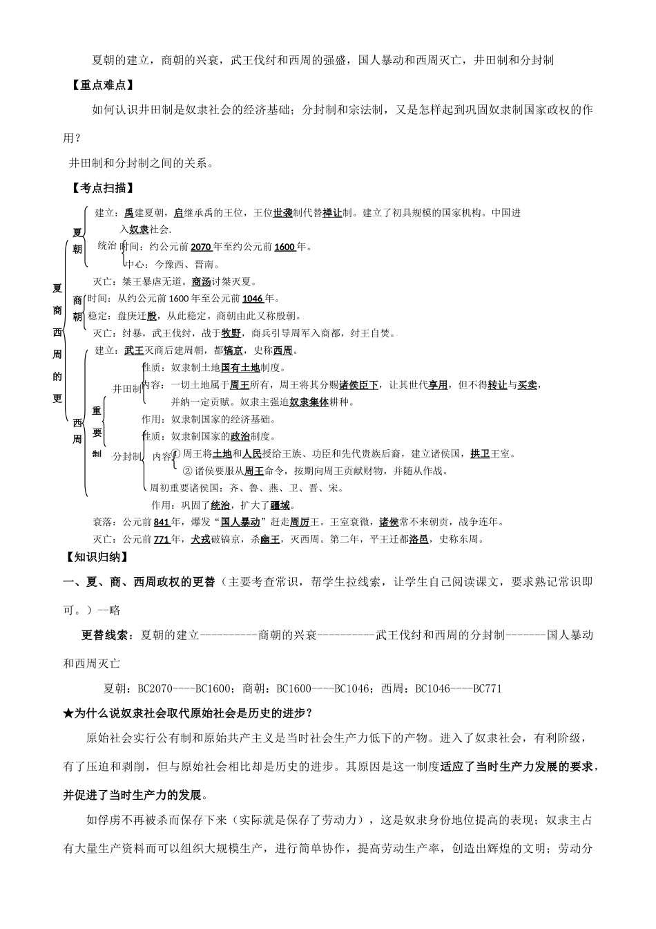 2009届高考历史考点专项教学案：第一单元 祖国历史的开篇——先秦_第2页