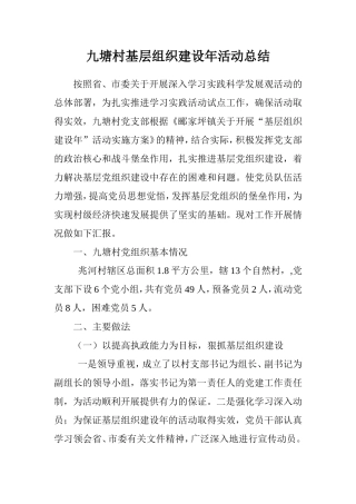 九塘村基层组织建设年活动总结