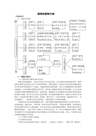 2009届高考生物专题复习教案：植物的新陈代谢