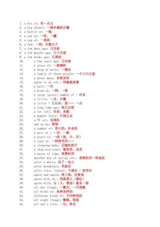 初中英语完型高频短语总结