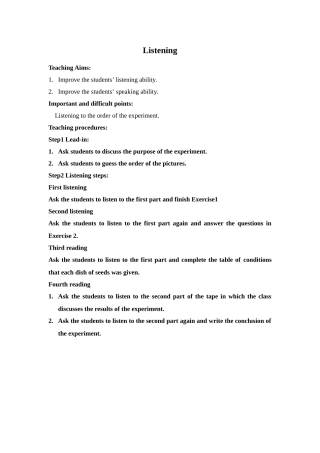 2009广东英语高考一轮复习模块4教案Listening新人教版