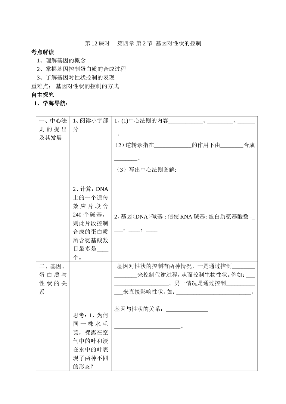 2008江苏省东海高级中学高考生物必修2教学案[整理21套]人教版 (12)_第1页