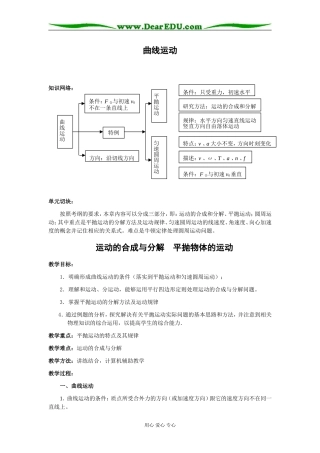 2009届高三第一轮复习——曲线运动 教案05